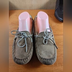 UGG Dark Brown Suede Sheepskin Moccasins Slippers Women's Size 9